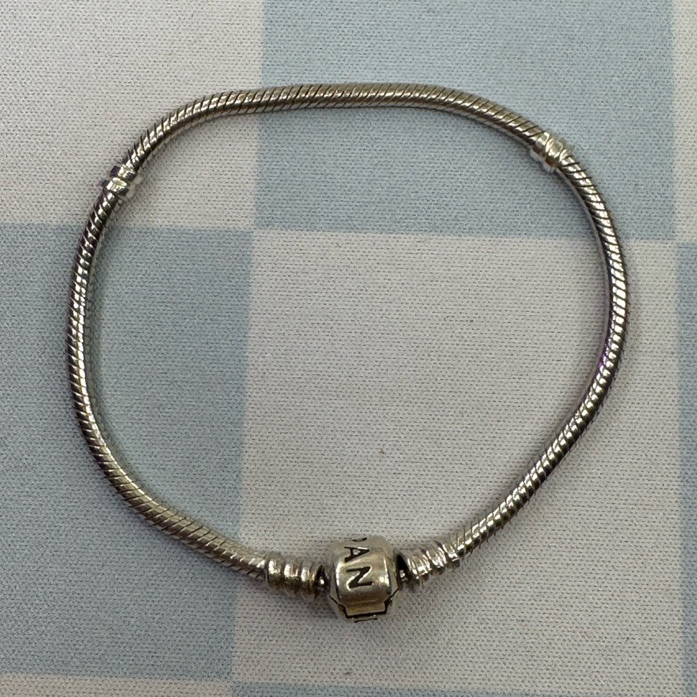 PANDORA 925 ALE Sterling Silver Snake Barrel Bracelet.